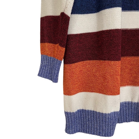 ECOWISH Color Block Stripe Brush Knit Open Cardigan Rainbow Orange Blue Medium - Picture 5 of 7